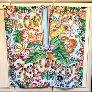 Colorful Floral Jimmy Buffett 2014 Tour Scarf "This 1's For You" By MB Hanrahan